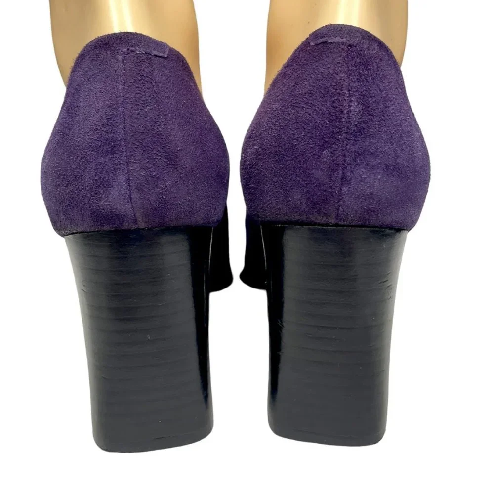 F Studio Carlos Falchi Womens Purple Suede Snakeskin Square Toe Heel Size 9.5 - Picture 6 of 12